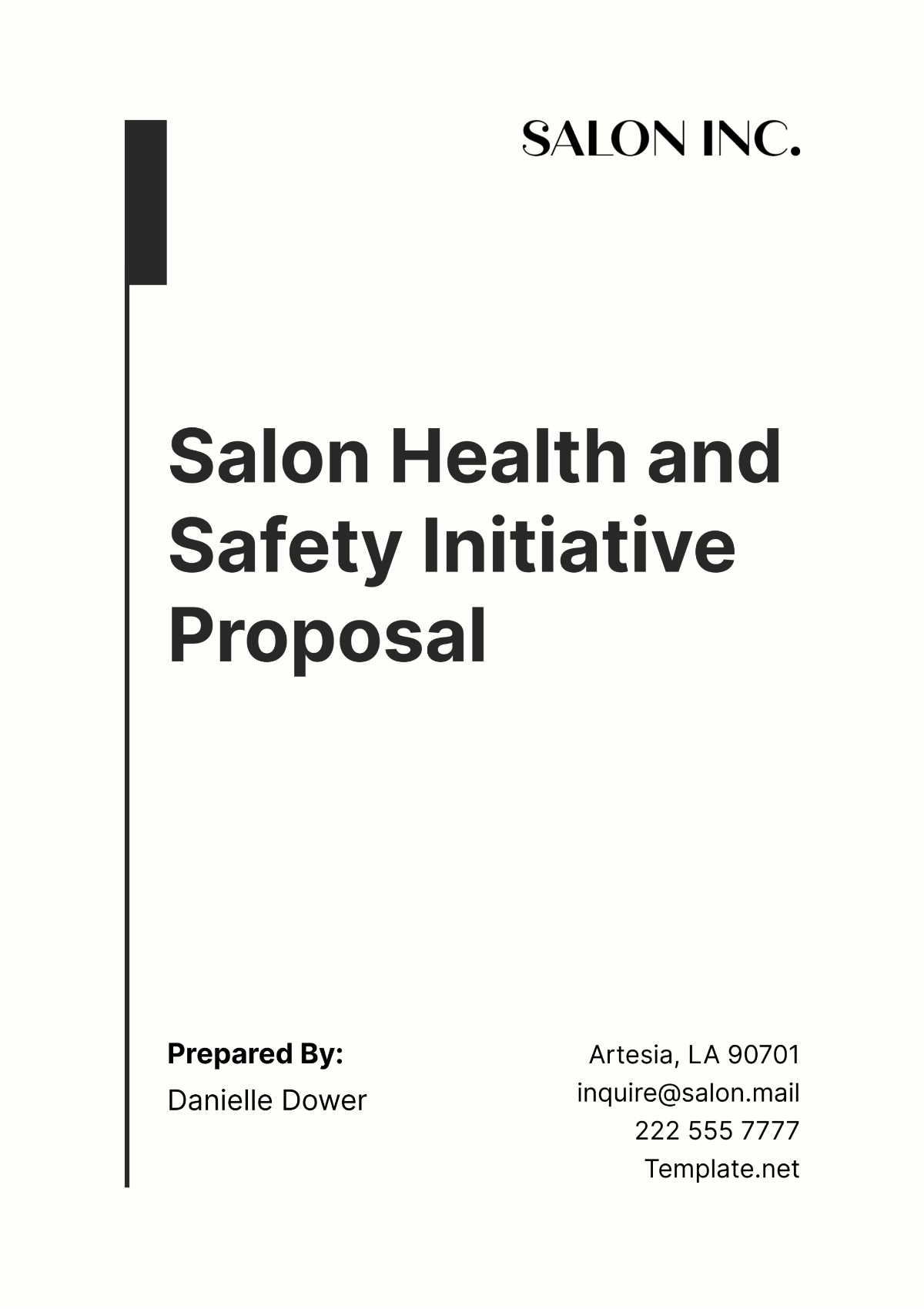 Salon Health and Safety Initiative Proposal Template - Edit Online & Download