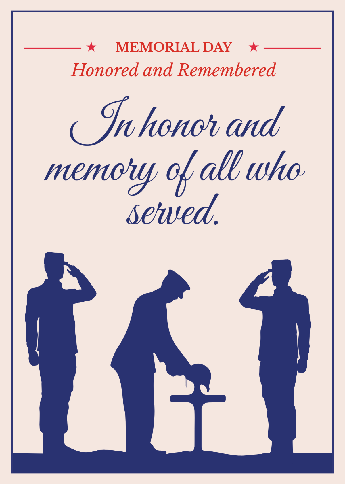 Memorial Day Honor Card Template
