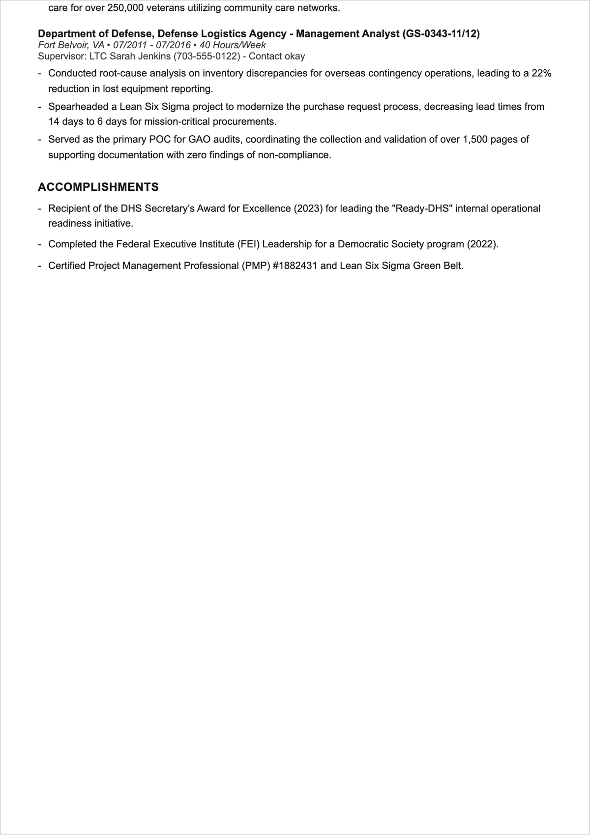 Free Federal ATS Resume Template, AI Resume Builder