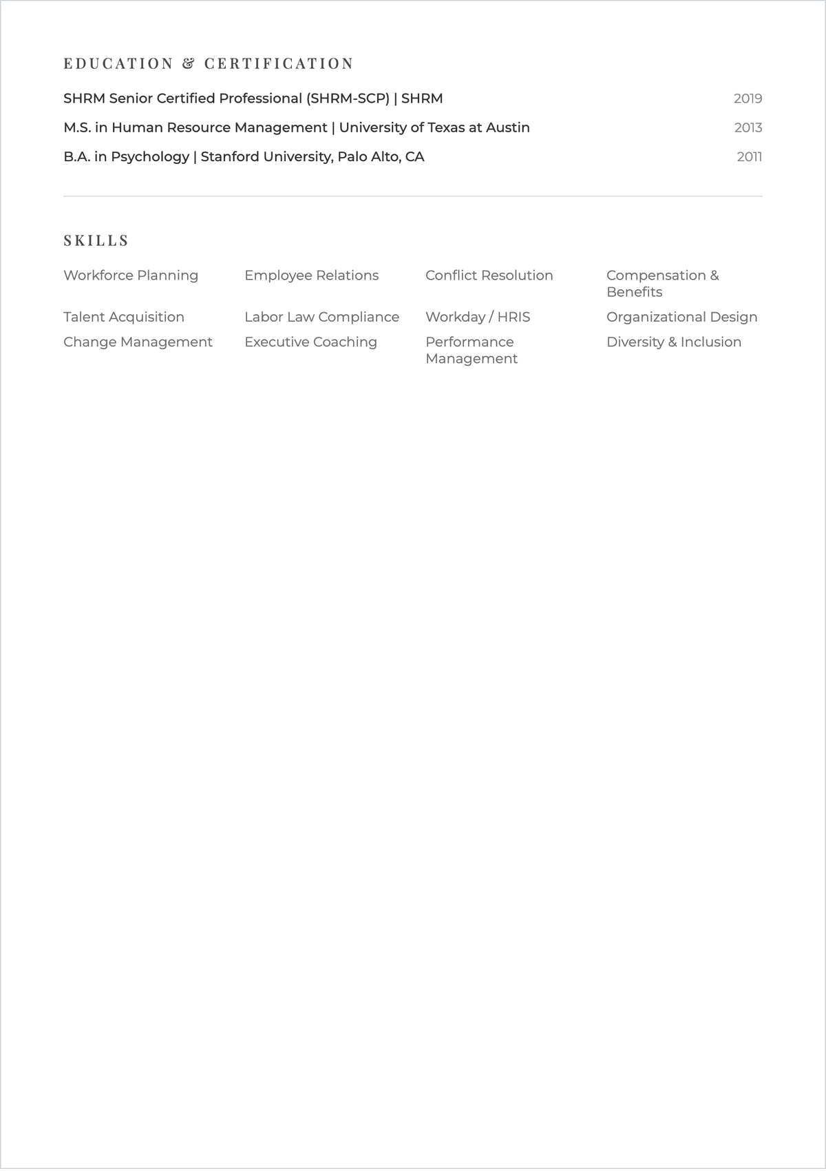 Free HR Manager ATS Resume Template, AI Resume Builder