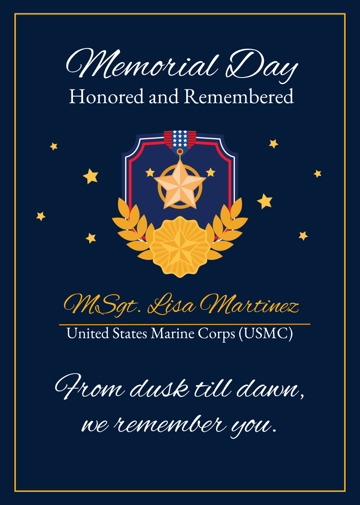 Memorial Day Remembrance Card Template