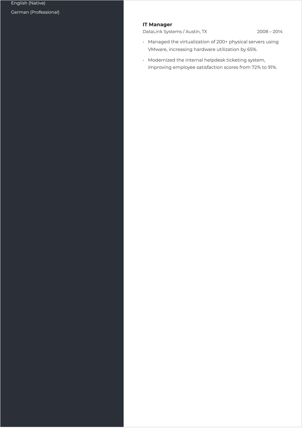 Free IT Director ATS Resume Template, AI Resume Builder