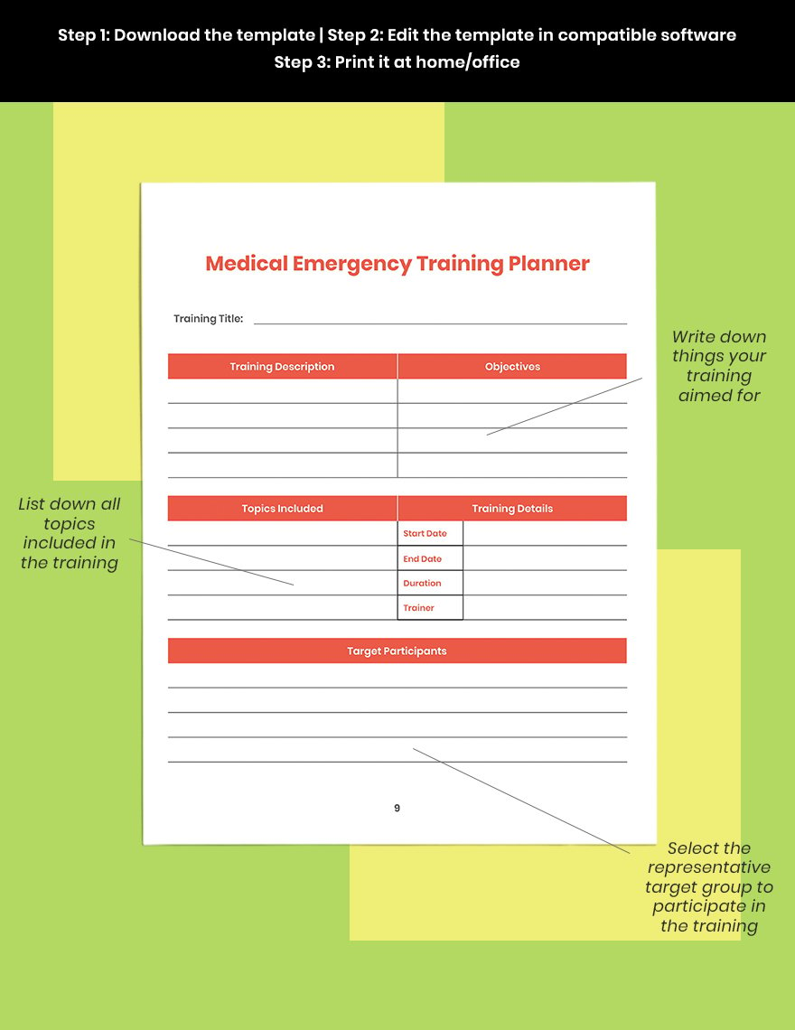 Medical Emergency Planner Template
