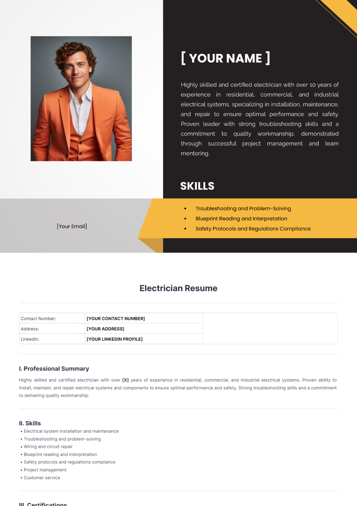 Electrician Resume - Edit Online & Download