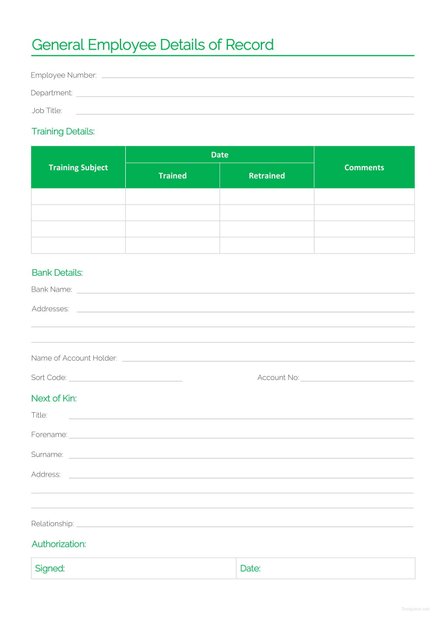 Employee Information Form Template: Download 239+ Sheets in Word, Pages ...