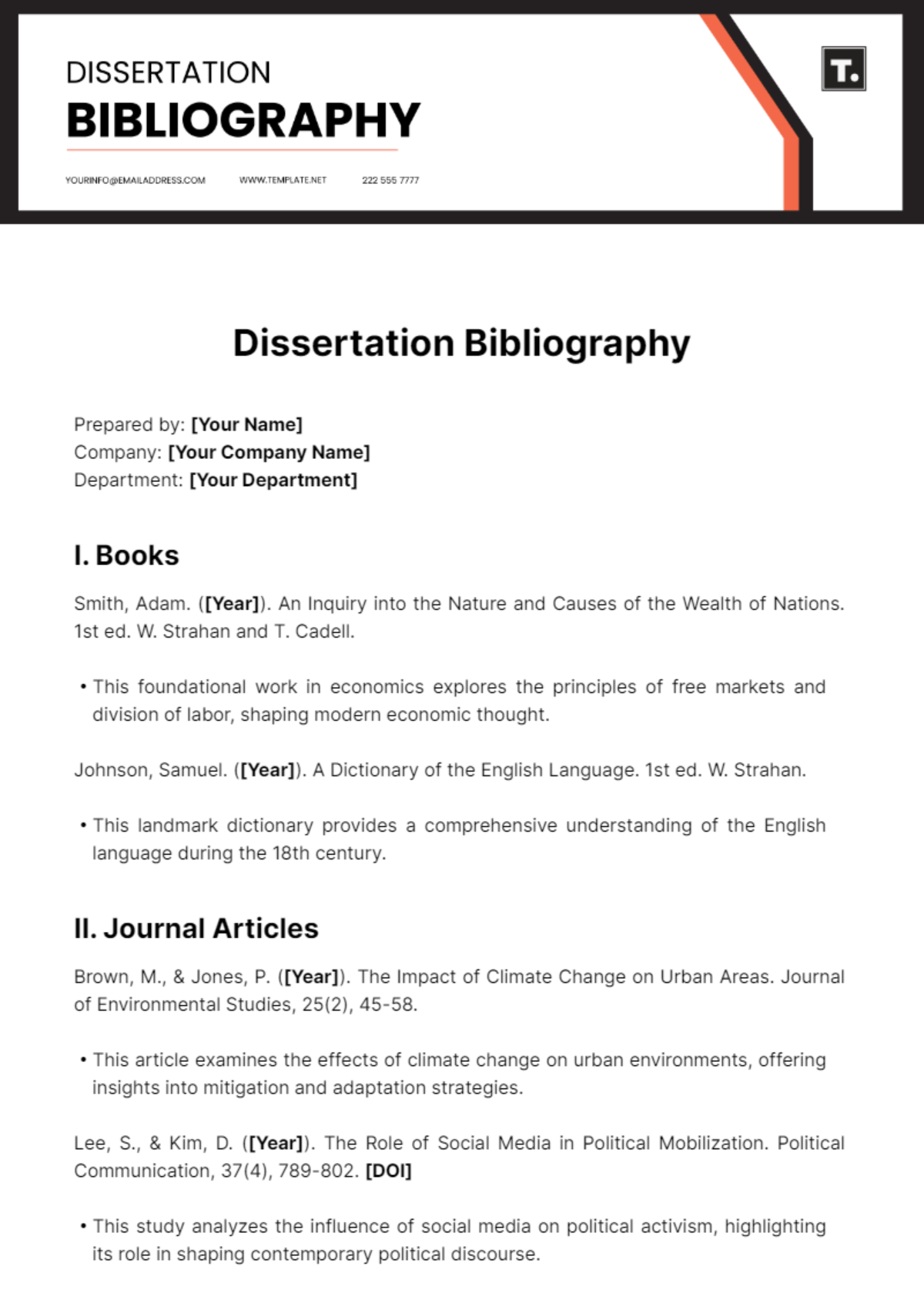 Dissertation Bibliography Template - Edit Online & Download