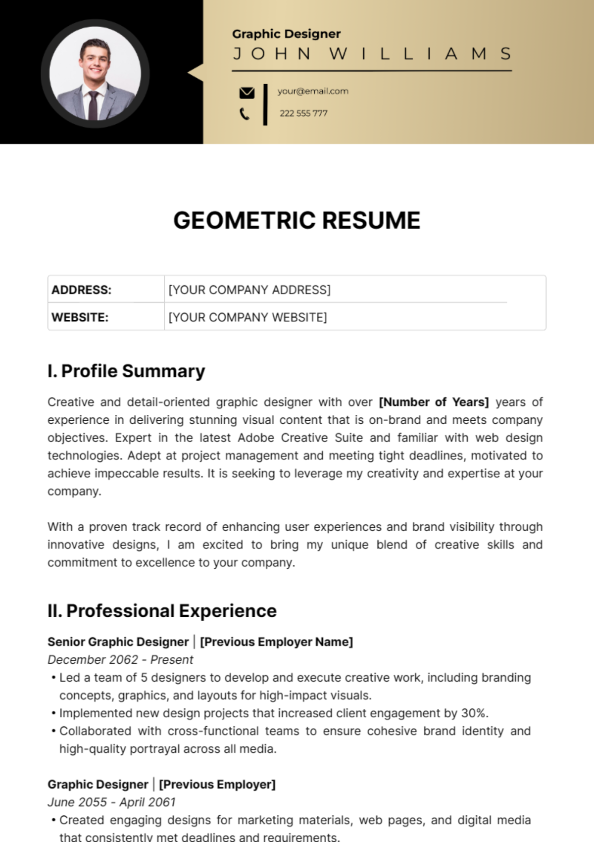 Geometric Resume Template - Edit Online & Download