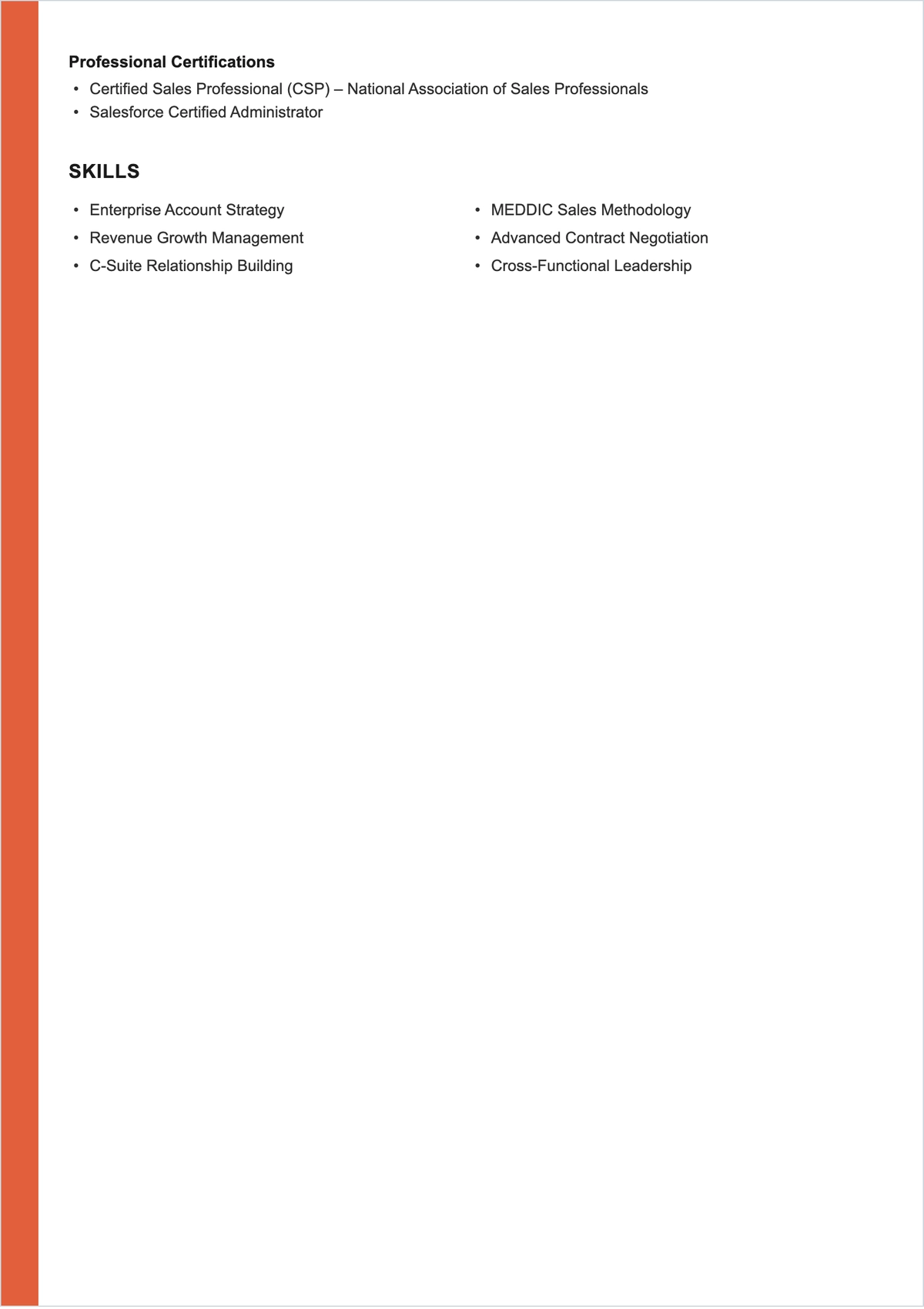 Free Sales Executive ATS Resume Template, AI Resume Builder