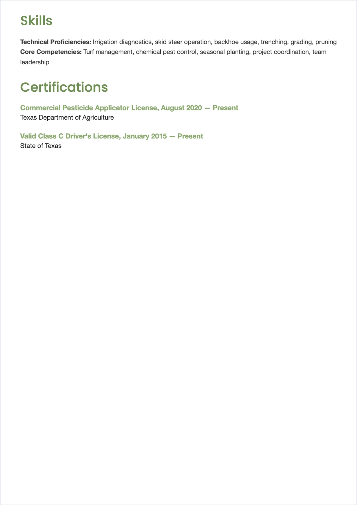 Free Landscape Worker ATS Resume Template, AI Resume Builder
