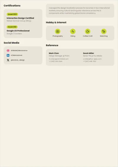 Free UX/UI Designer ATS Resume Format Template, AI Resume Builder