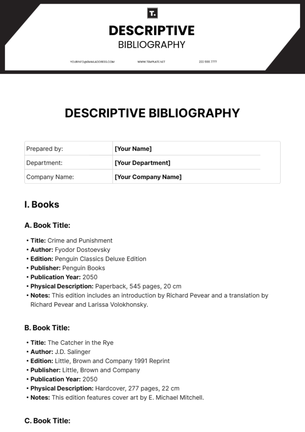 Descriptive Bibliography Template - Edit Online & Download