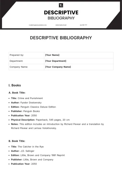 Free Descriptive Bibliography Template to Edit Online