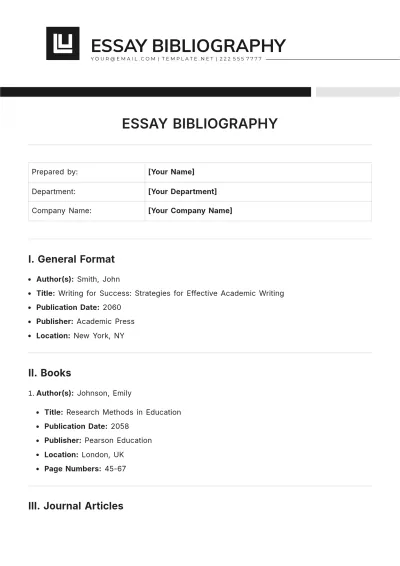 Free Essay Bibliography Template to Edit Online