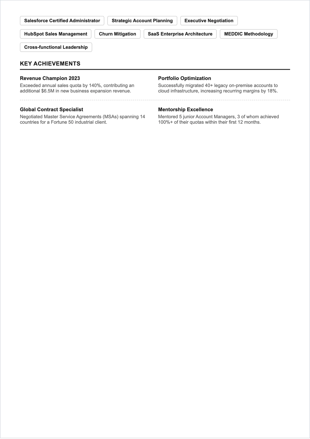 Free Key Account Manager ATS Resume Template, AI Resume Builder