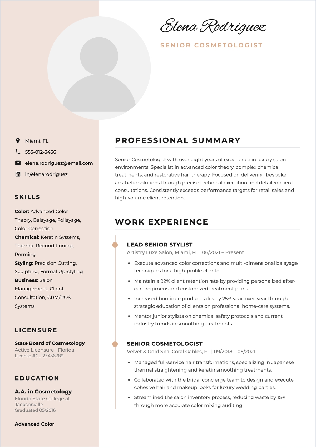 Free Cosmetologist Resume Template To Edit Online Free Cosmetologist Resume Template To Edit Online