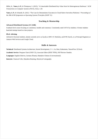 Free Professor ATS Resume Template, AI Resume Builder