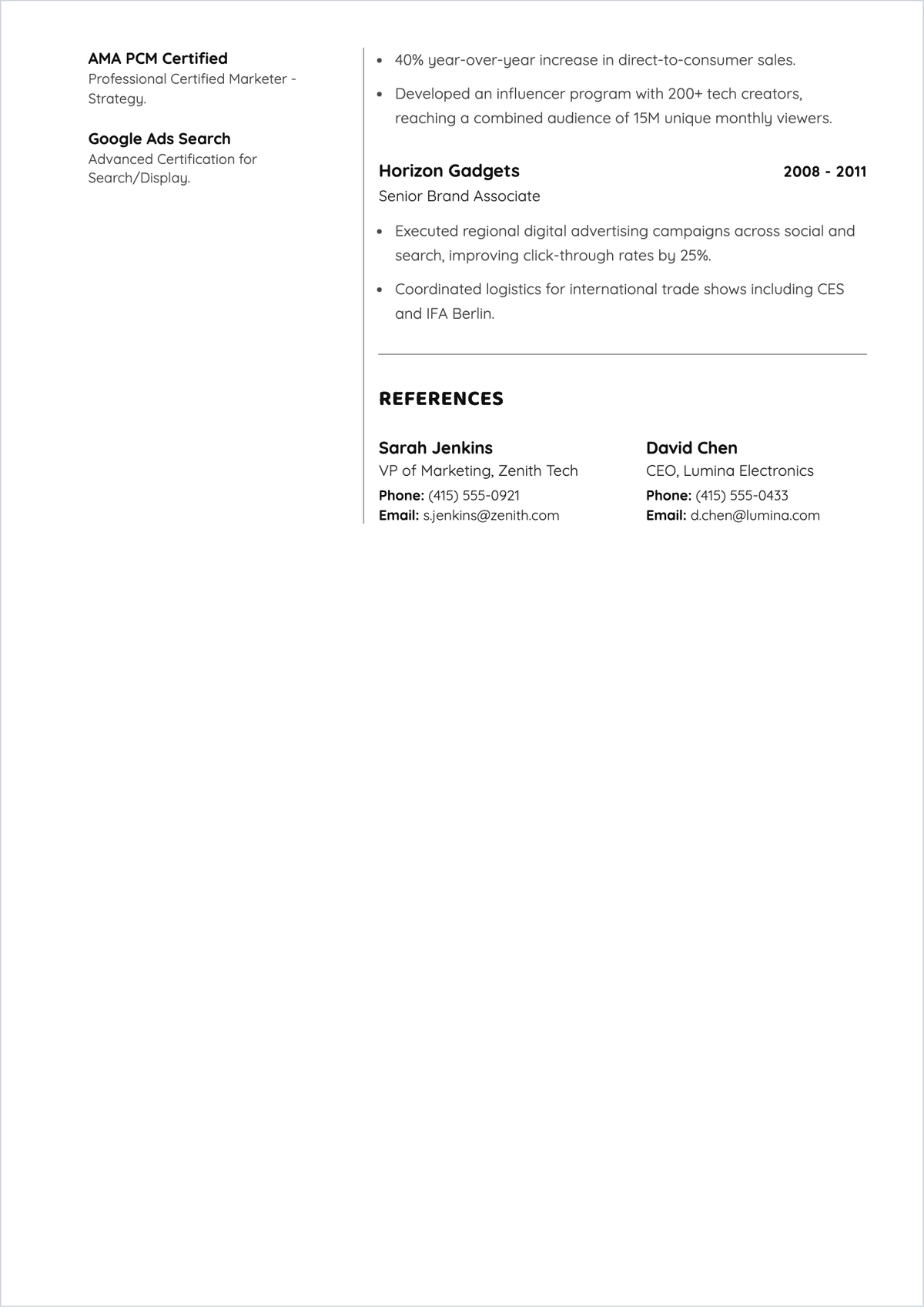 Free Marketing Director ATS Resume Template, AI Resume Builder