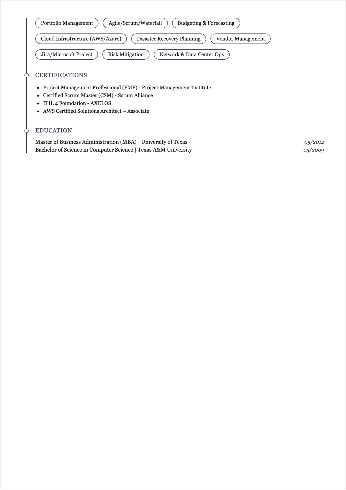 Free Timeline ATS Resume Template, AI Resume Builder