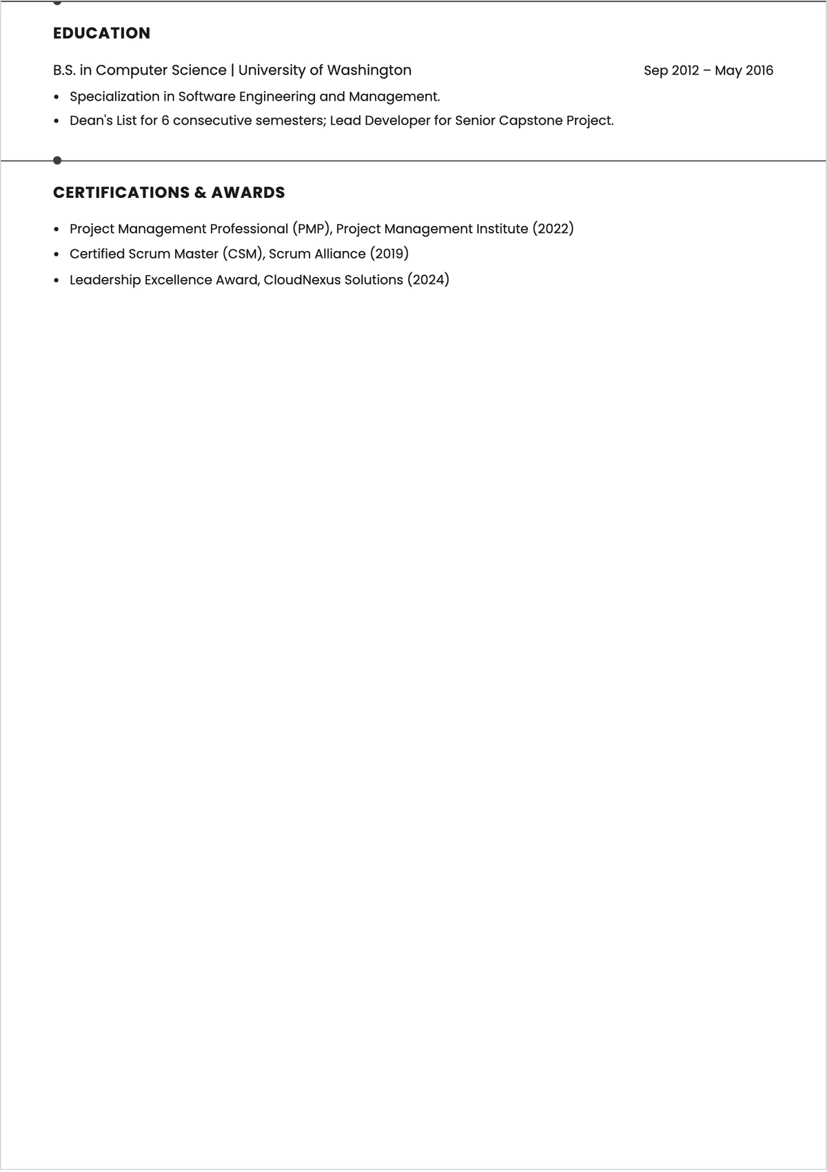 Free One Page ATS Resume Template, AI Resume Builder