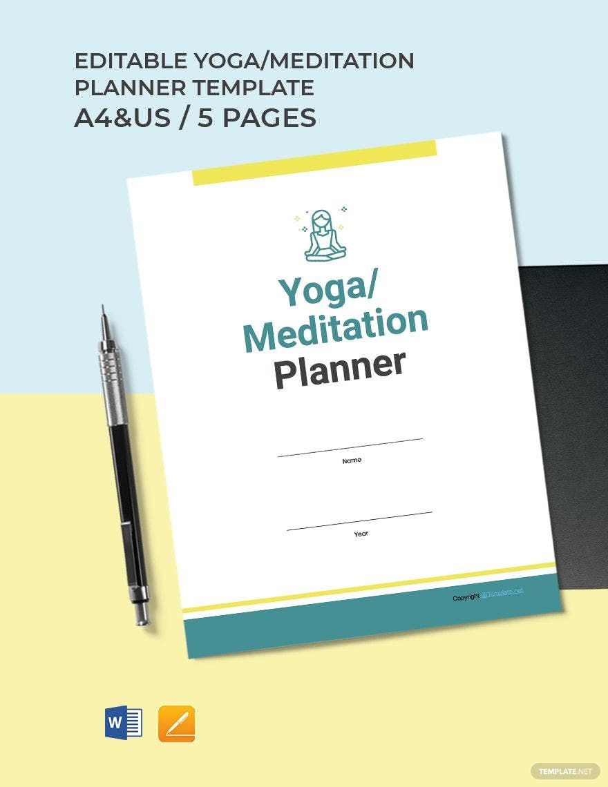 Editable Yoga Meditation Planner Template