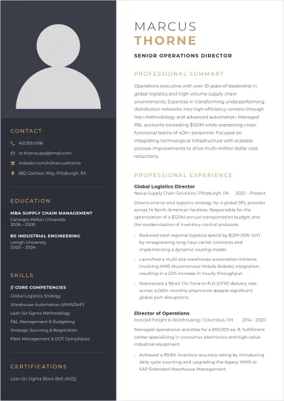 Free Senior Level ATS Resume Template, AI Resume Builder