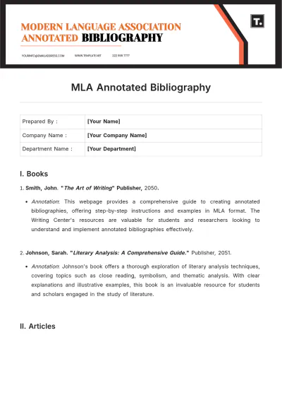 Free MLA Annotated Bibliography Template to Edit Online