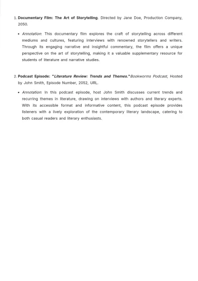 Free MLA Annotated Bibliography Template to Edit Online