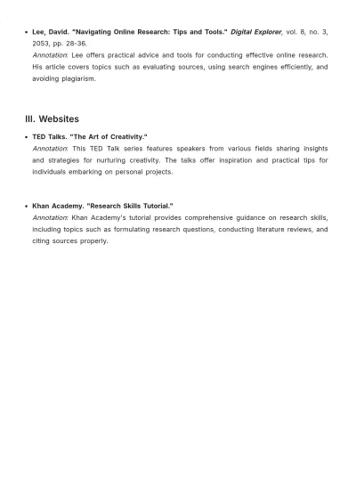 Free Personal Project Bibliography Template to Edit Online
