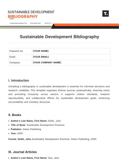 Free Sustainable Development Bibliography Template to Edit Online