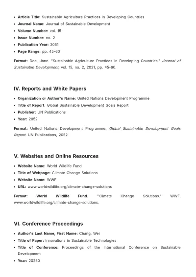 Free Sustainable Development Bibliography Template to Edit Online