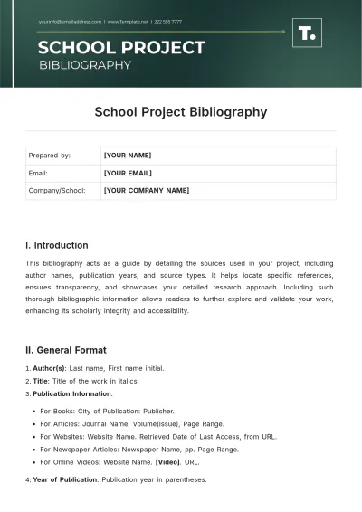 Free School Project Bibliography Template to Edit Online