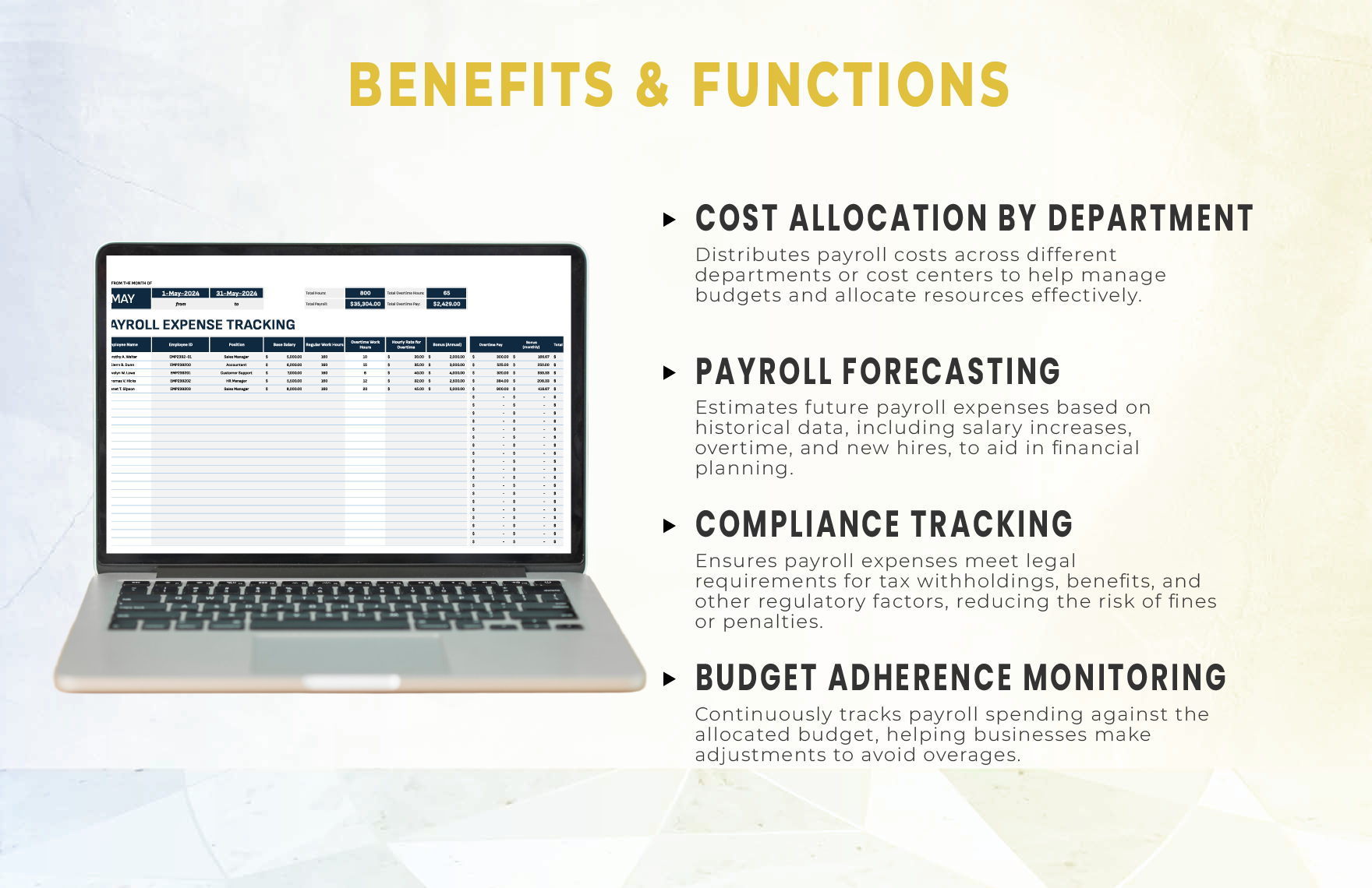 Finance Payroll Expense Tracking Template