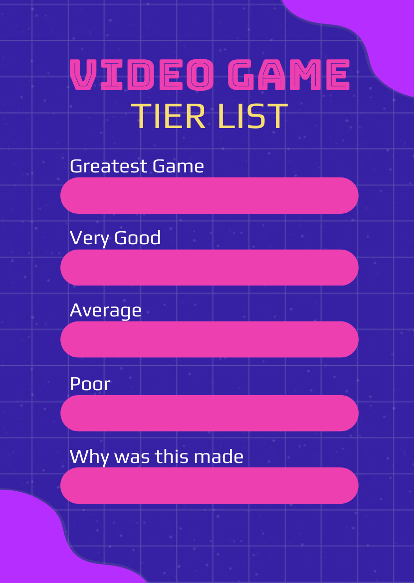 Free Video Game Tier List Template