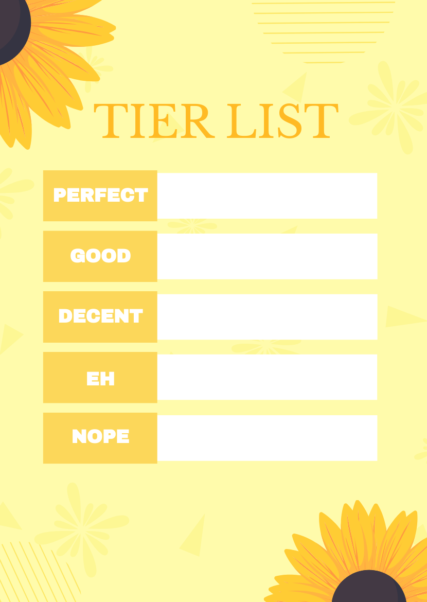 Yellow Tier List