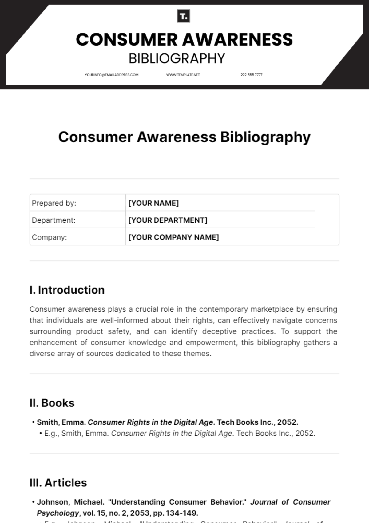 Consumer Awareness Bibliography Template - Edit Online & Download