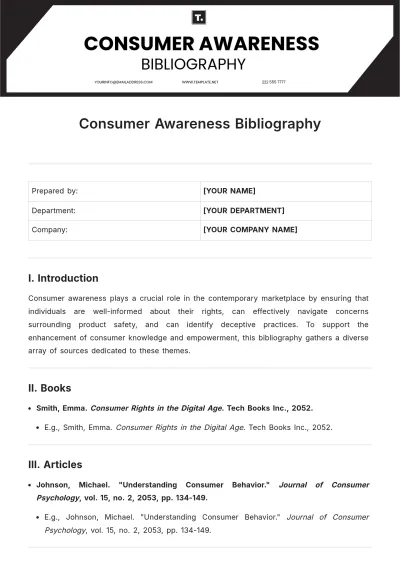 Free Consumer Awareness Bibliography Template to Edit Online