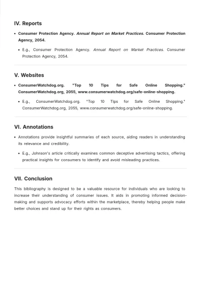 Free Consumer Awareness Bibliography Template to Edit Online
