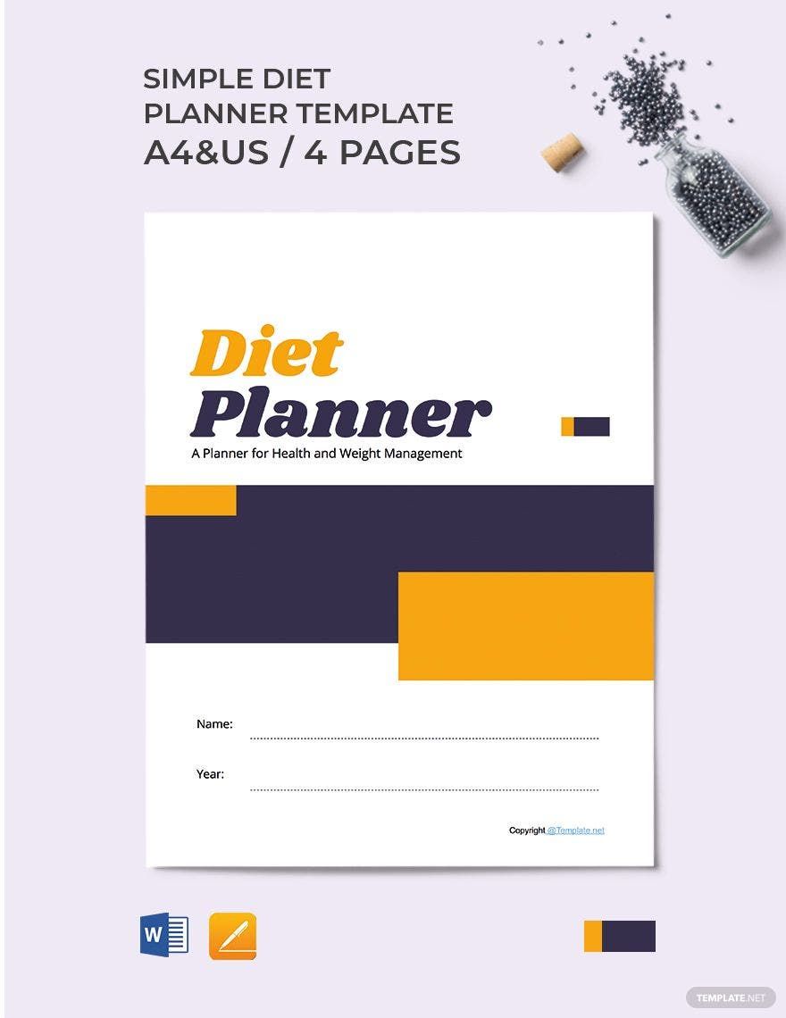 Simple Diet Planner Template in Word, Google Docs, PDF, Apple Pages