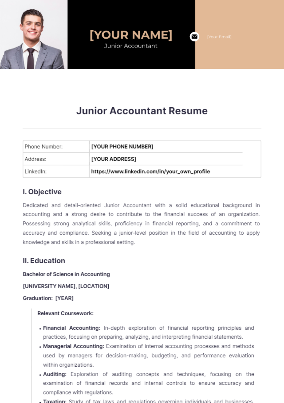 Junior Accountant Resume - Edit Online & Download