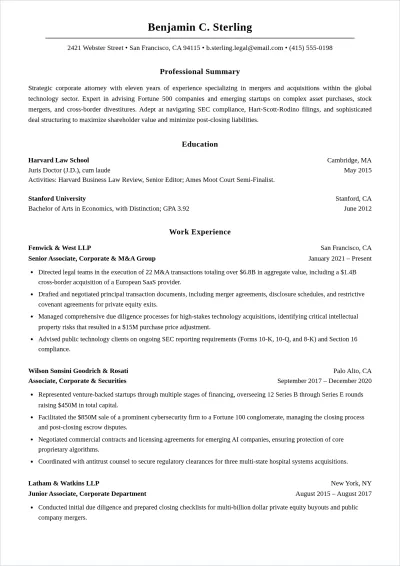Free Attorney ATS Resume Template, AI Resume Builder