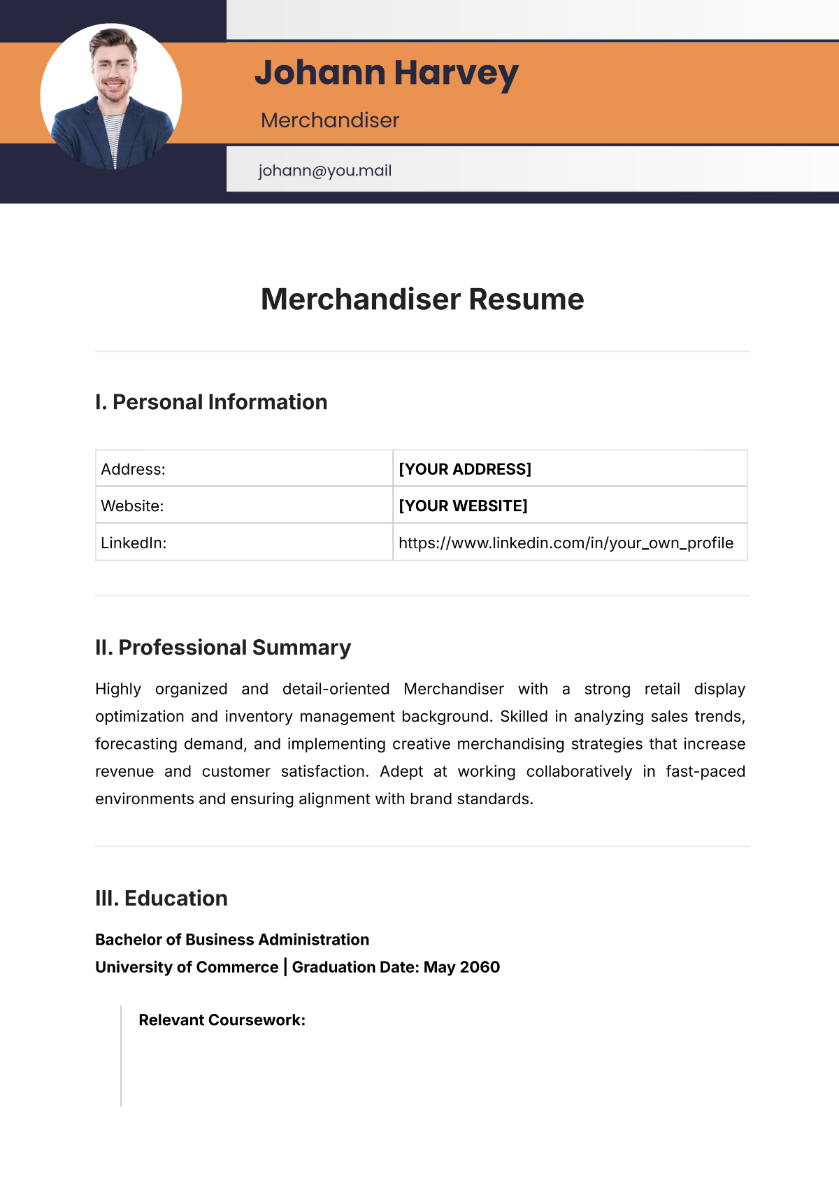 Merchandiser Resume Template - Edit Online & Download