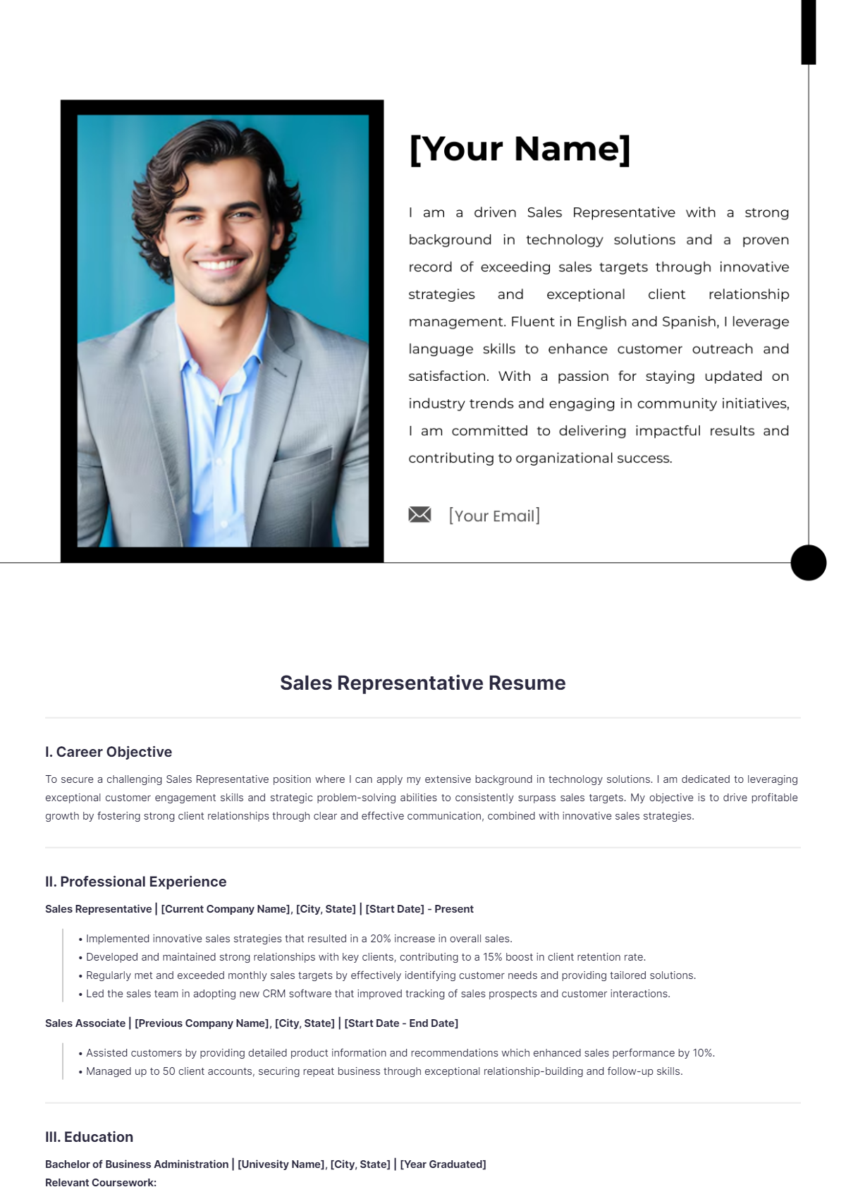 Sales Representative Resume - Edit Online & Download