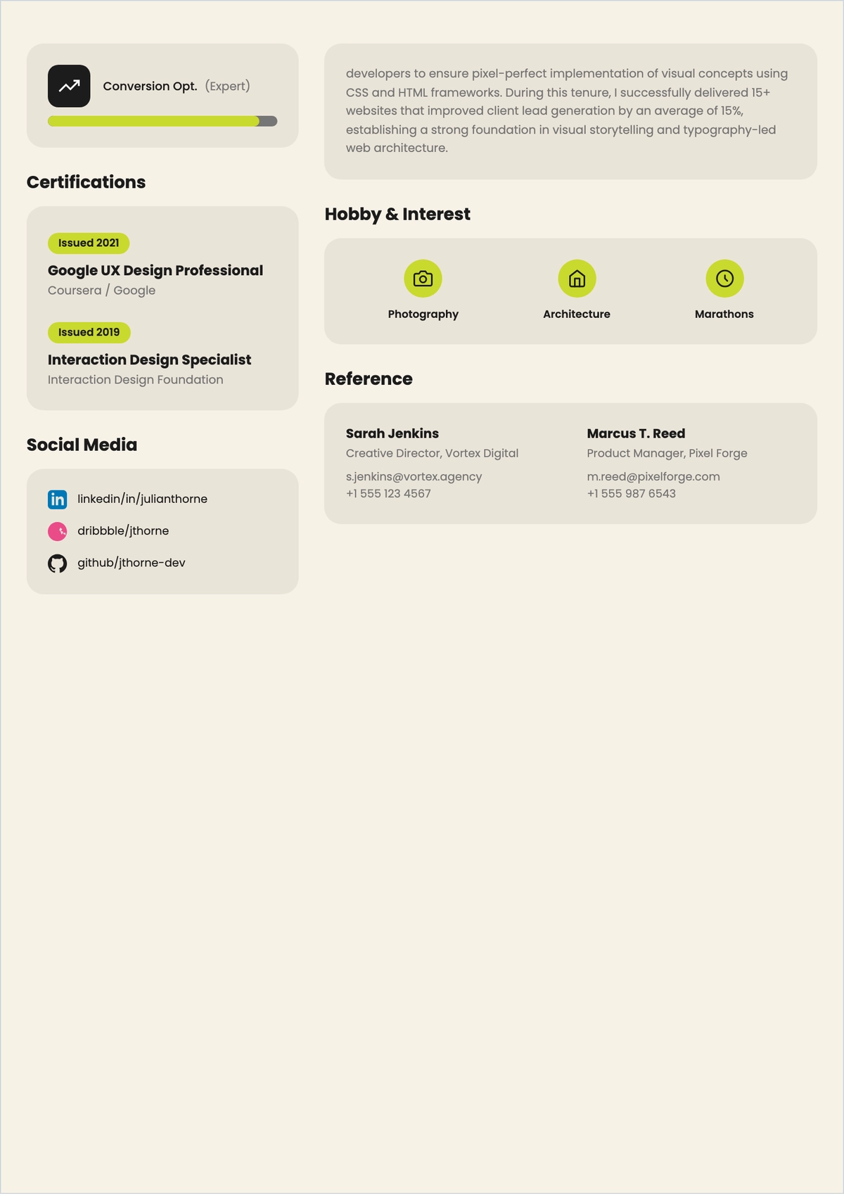 Free Web Designer ATS Resume Template, AI Resume Builder