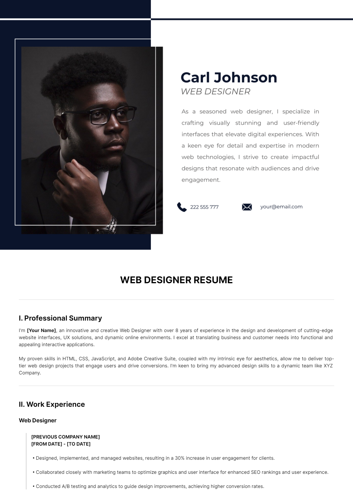 Web Designer Resume Template