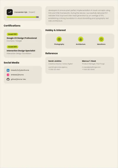 Free Web Designer ATS Resume Template, AI Resume Builder