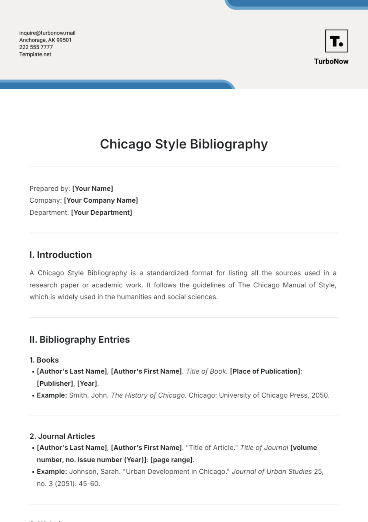 Chicago Style Bibliography Template - Edit Online & Download