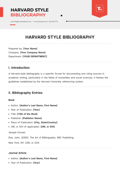 Free Harvard Style Bibliography Template to Edit Online