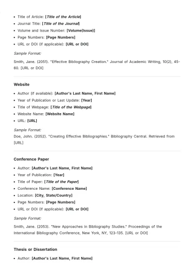 Free Harvard Style Bibliography Template to Edit Online