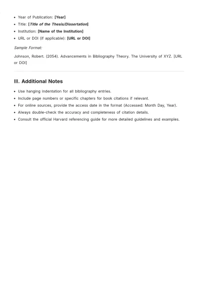 Free Harvard Style Bibliography Template to Edit Online
