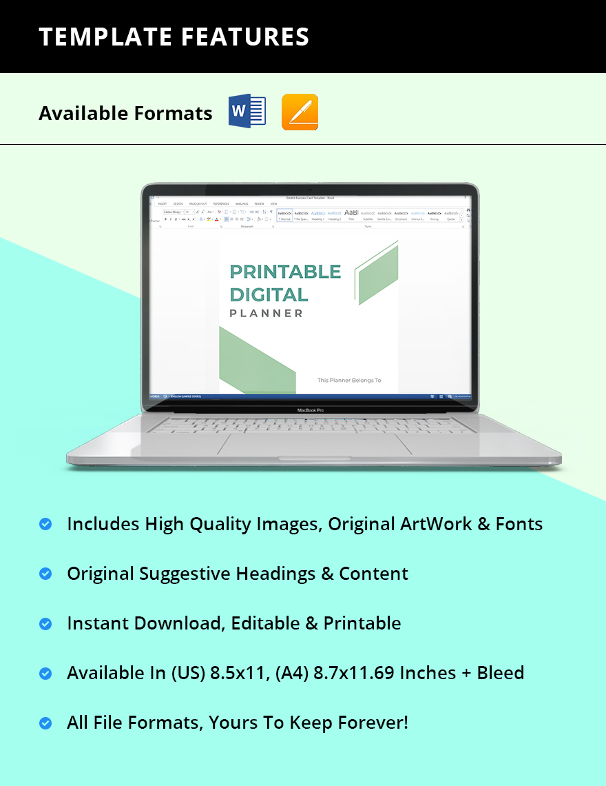 Printable Digital Planner Template
